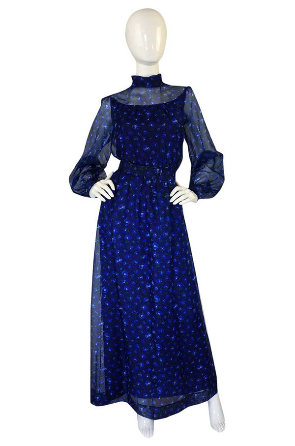 1970s Givenchy Silk Floral Maxi Dress