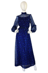 1970s Givenchy Silk Floral Maxi Dress