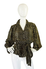 1960s Glam Gold Lame and Chiffon Top