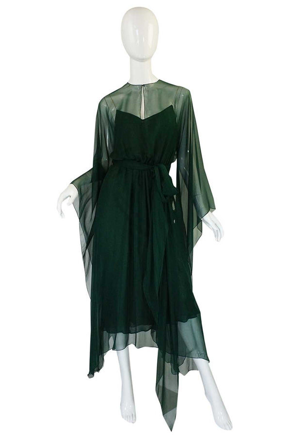 1970s Rare Halston Silk Chiffon Gown