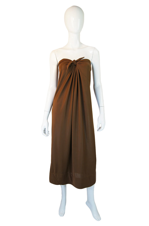 1970s Halston Tie Front Sheath Dress