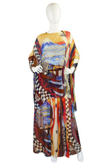 1970s Hanae Mori Silk Chiffon Caftan Set