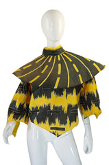 1980s Wild Yellow & Grey Top & Cape