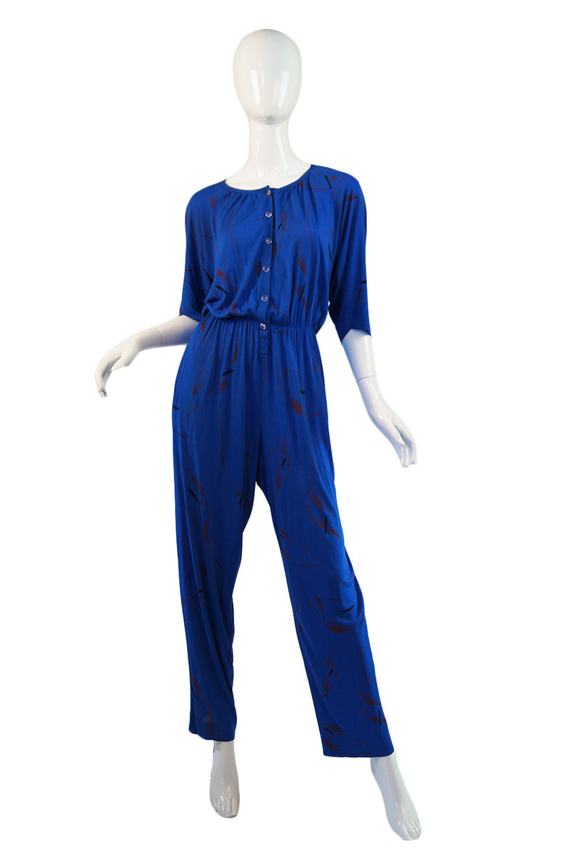 1970s Jean Muir Print Jersey Jumpsuit