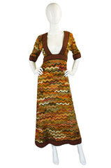 1970s Iconic Jean Varon Knit Maxi Dress