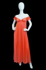 1970s John Kloss Coral Nylon Gown