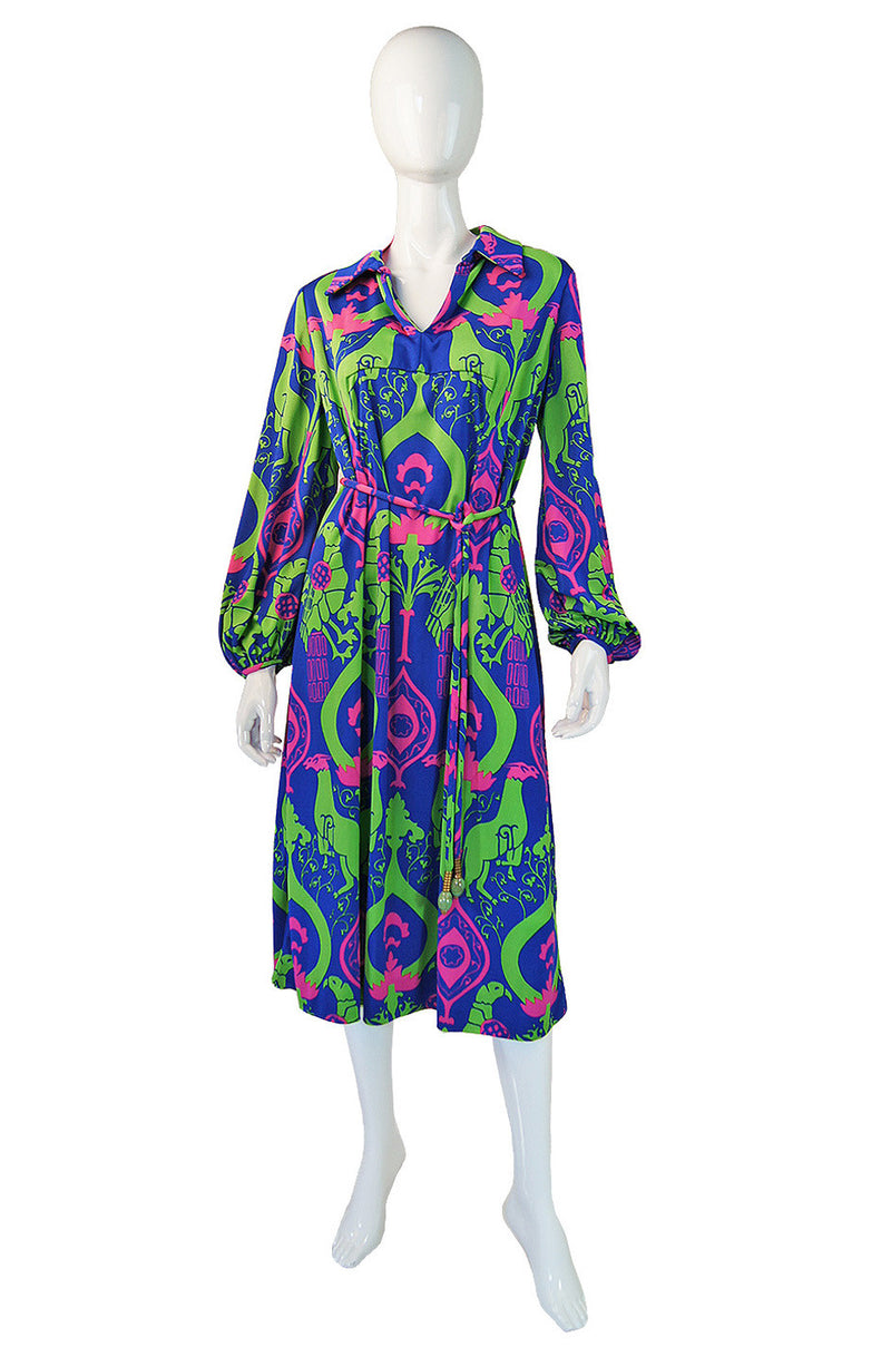 1970s La Mendola Print Dress