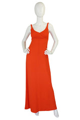 1970s Lanvin Knit Tangerine Halter Dress