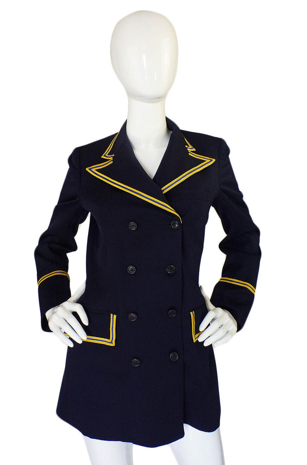 1970s Navy Blue & Yellow Navel Jacket