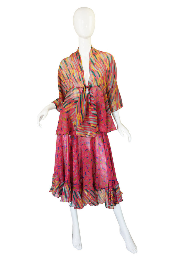 1970s Ossie Clark Birtwell Print Silk Set