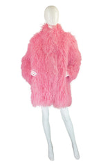 1970s Baby Pink Mongolian Fur Jacket