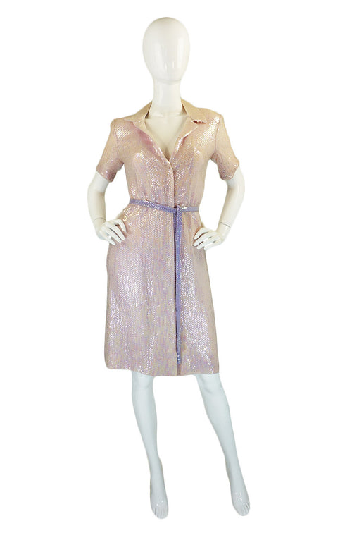 1970s Pink Sequin Iridescent Halston