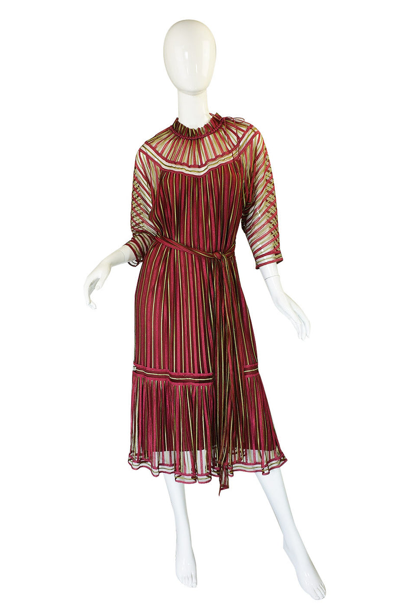 1970s Silk Net Janice Wainwright Dress