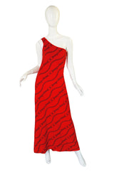 1970s Gucci One Shoulder Maxi Dress