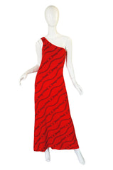 1970s Gucci One Shoulder Maxi Dress