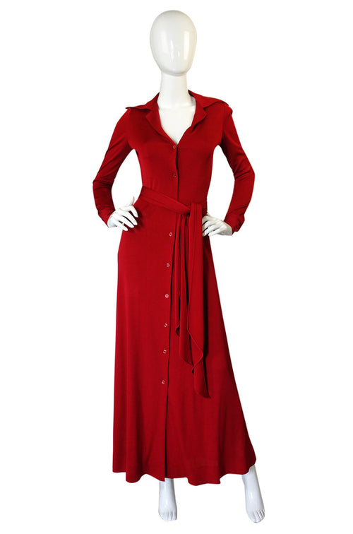 1972 Custom Red Jersey Halston Dress