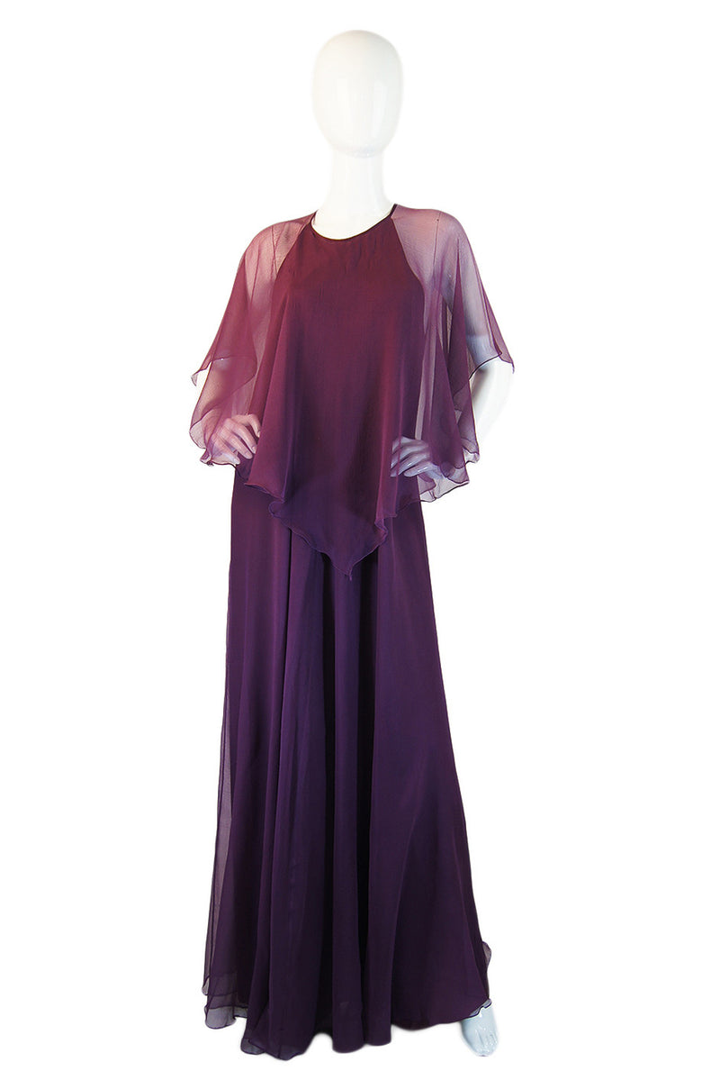 1970s Silk Chiffon Jean Varon Maxi Dress