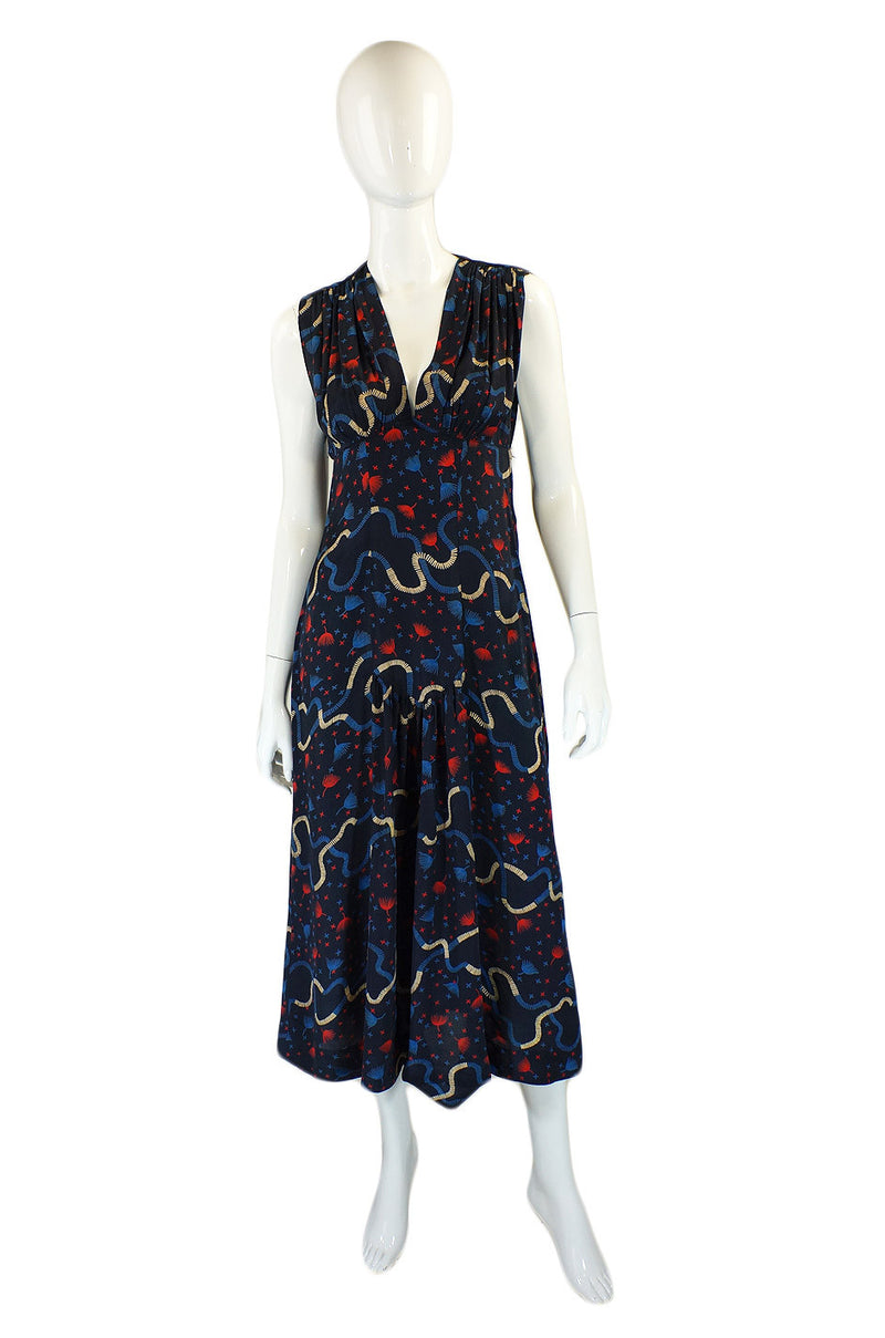 1970s Silk Ossie Clark Plunge Silk Dress – Shrimpton Couture