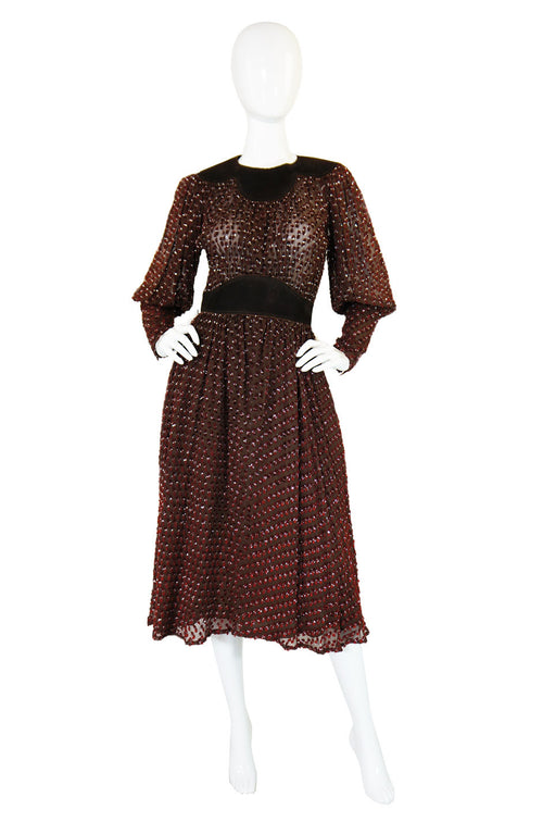 1970s Rare Silk & Suede Jean Muir Dress