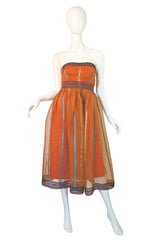 1950s Exotic Print Organza Dress & Wrap