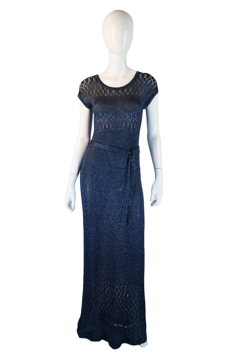 1970s Supermodel Length Metallic Maxi Shrimpton Couture 1970s Supermodel Length Metallic Maxi Shrimpton Couture