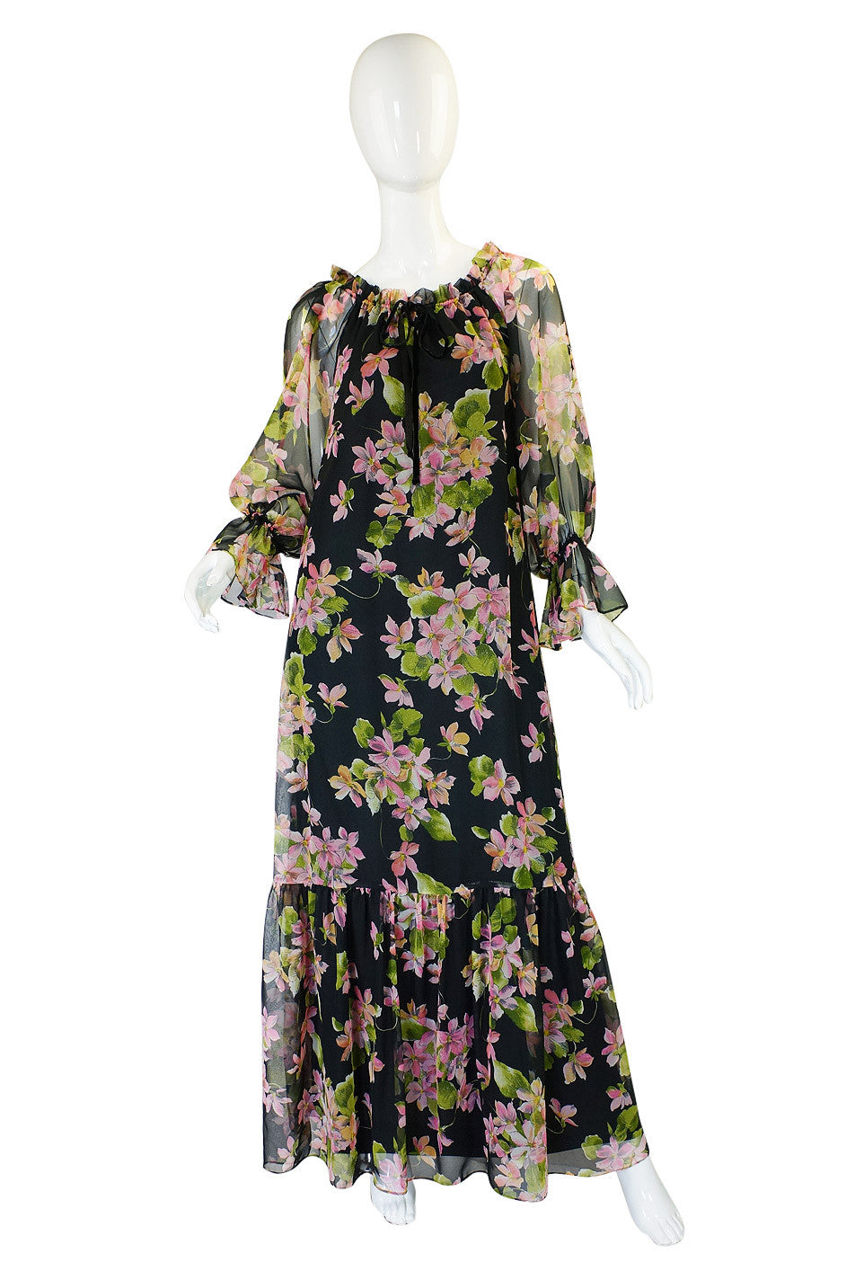 1970s Teal-Mignon Floral Caftan Dress – Shrimpton Couture