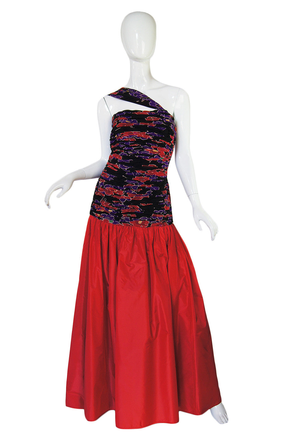 1980s Valentino Pleated Back Silk Gown