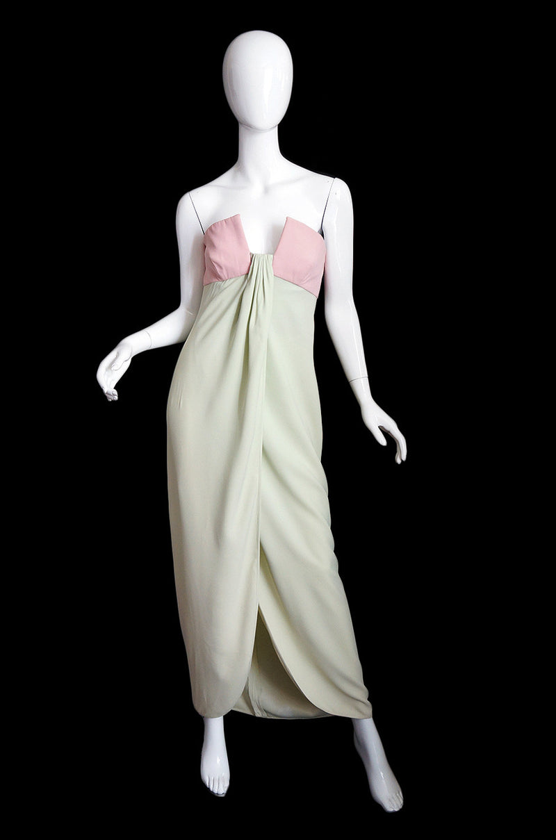 1965 Valentino Silk Pink & Mint Gown