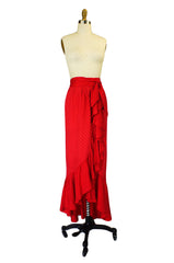 1970s YSL Flamenco Silk Skirt with Sash