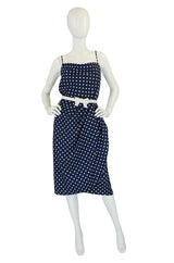 1980s Dotted Victor Costa Wiggle Dress