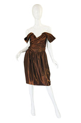 1980s Off Shoulder Dotted Lanvin Dress