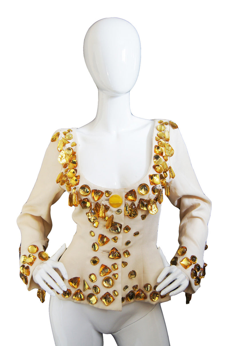 1990 Beaded Yves Saint Laurent Jacket Shrimpton Couture 1990 Beaded Yves Saint Laurent Jacket Shrimpton Couture