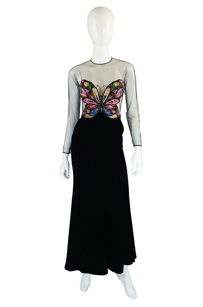 1970s Oscar De la Renta Butterfly Gown