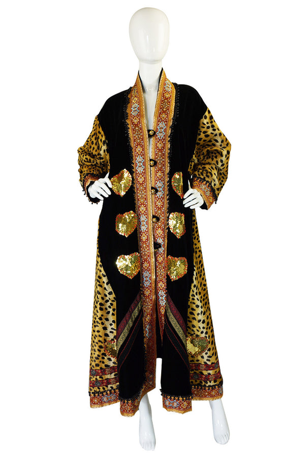 1980s Leopard & Velvet Moschino Couture Coat