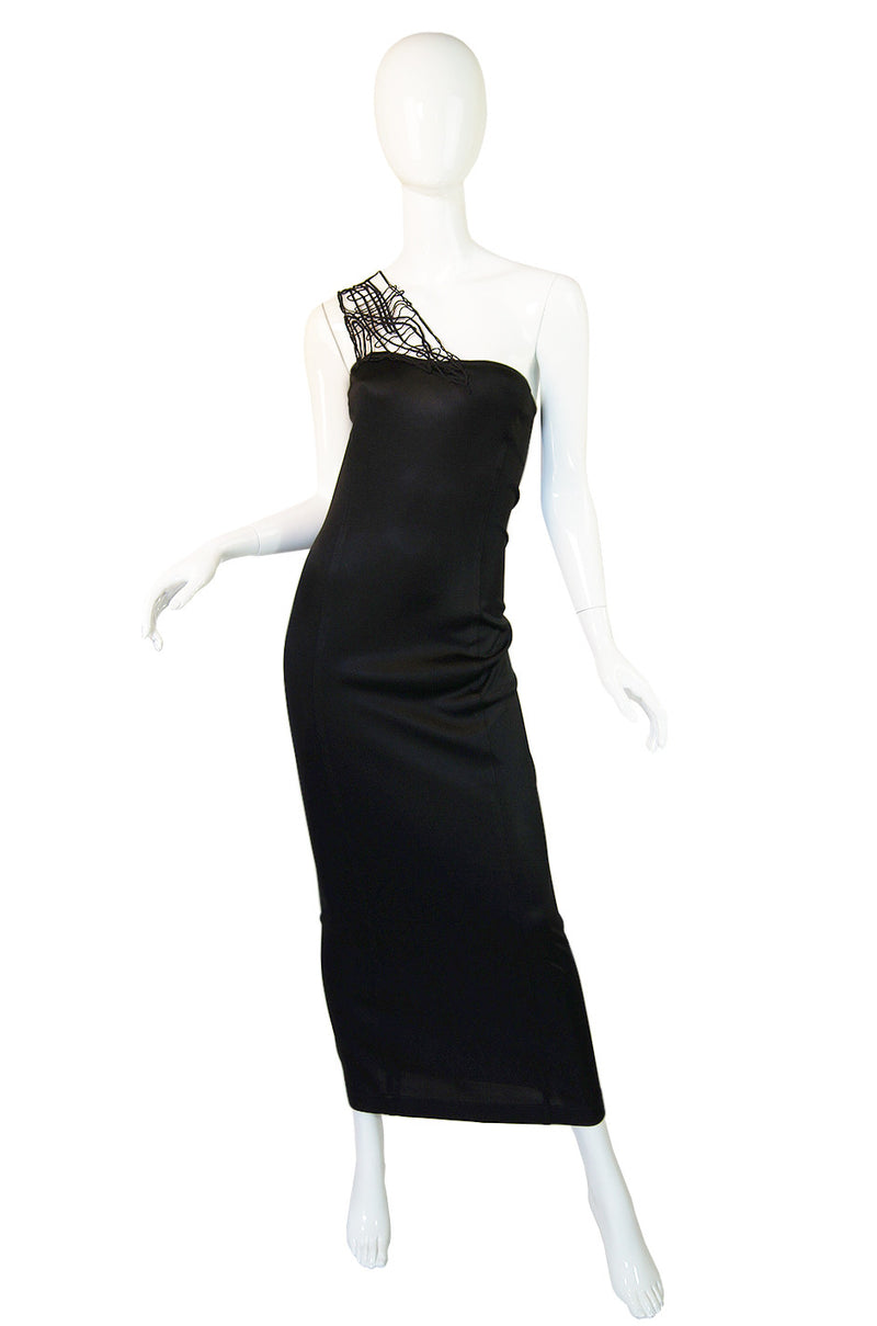 1980s One Shoulder Claude Montana Maxi