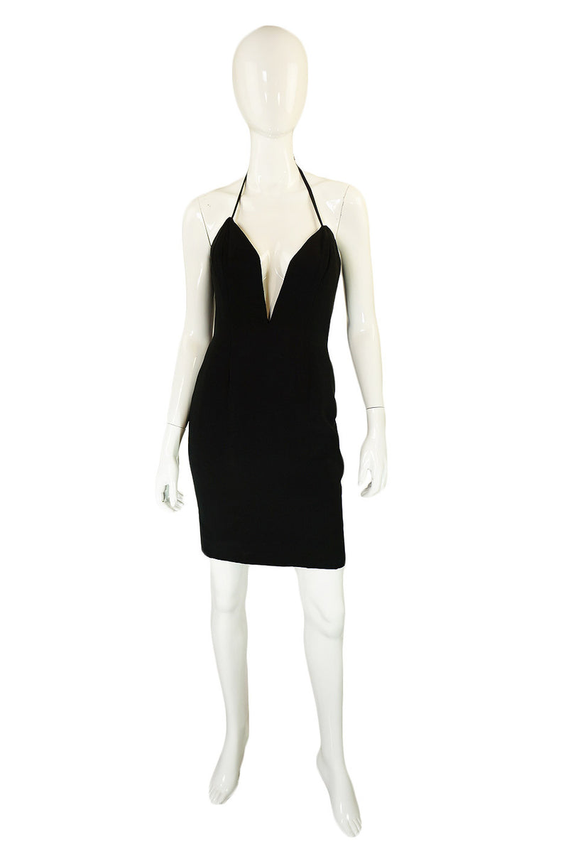 1980s Plunged Vicky Tiel Mini Dress