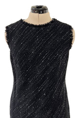 Chic Fall 2004 Chanel by Karl Lagerfeld Haute Couture Black & White Boucle Runway Dress & Jacket