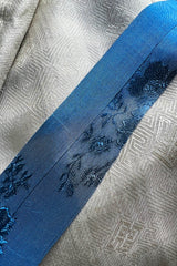 Decadant 1920s Unlabeled Deep Blue Silk Kimono w Hand Embroidered Dragons