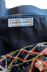 Elaborate 1987 John Anthony Couture Off Shoulder Mini Dress w Sequin Beading & Rosettes