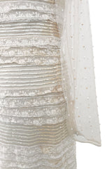 Prettiest 2012 Valentino Tiered Ivory Lace Net Dress w Tiny Sequin & Bead Detailing