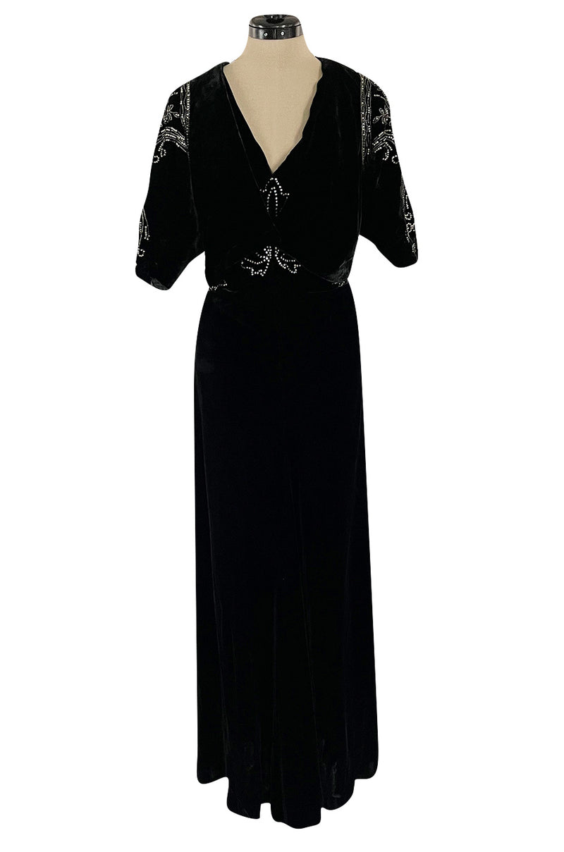 Rare 1920s 1930s Unlabeled Silk Velvet Dress w Rhinestones & Matching – Shrimpton Couture