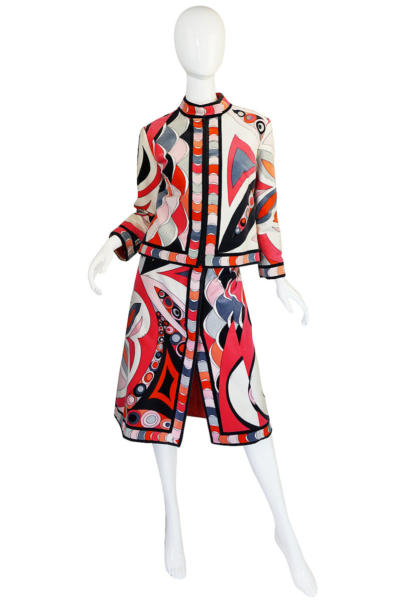 1960s Beautiful Velvet Coral Pucci Jacket & Skirt