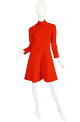 1960s Miss Dior Chic Bright Red Mod Dress