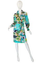 1970s Printed Blue Lanvin Seaside Dress