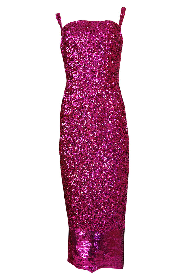 1950s Mr. Blackwell Demi-Couture Densely Covered Pink Sequin Dress