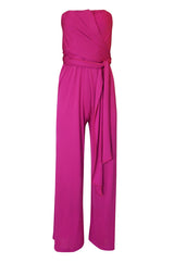 1970s Scott Barrie Multi Wrap Bodice Pink Silk Jersey Jumpsuit