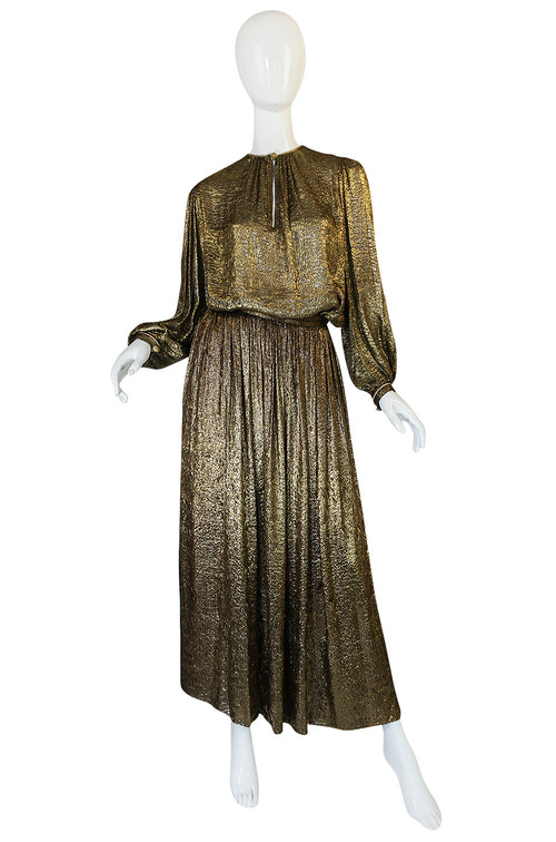 Documented 1976-1977 Yves Saint Laurent Gold Metallic Lame Set