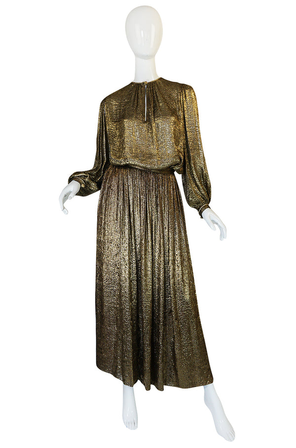 Documented 1976-1977 Yves Saint Laurent Gold Metallic Lame Set