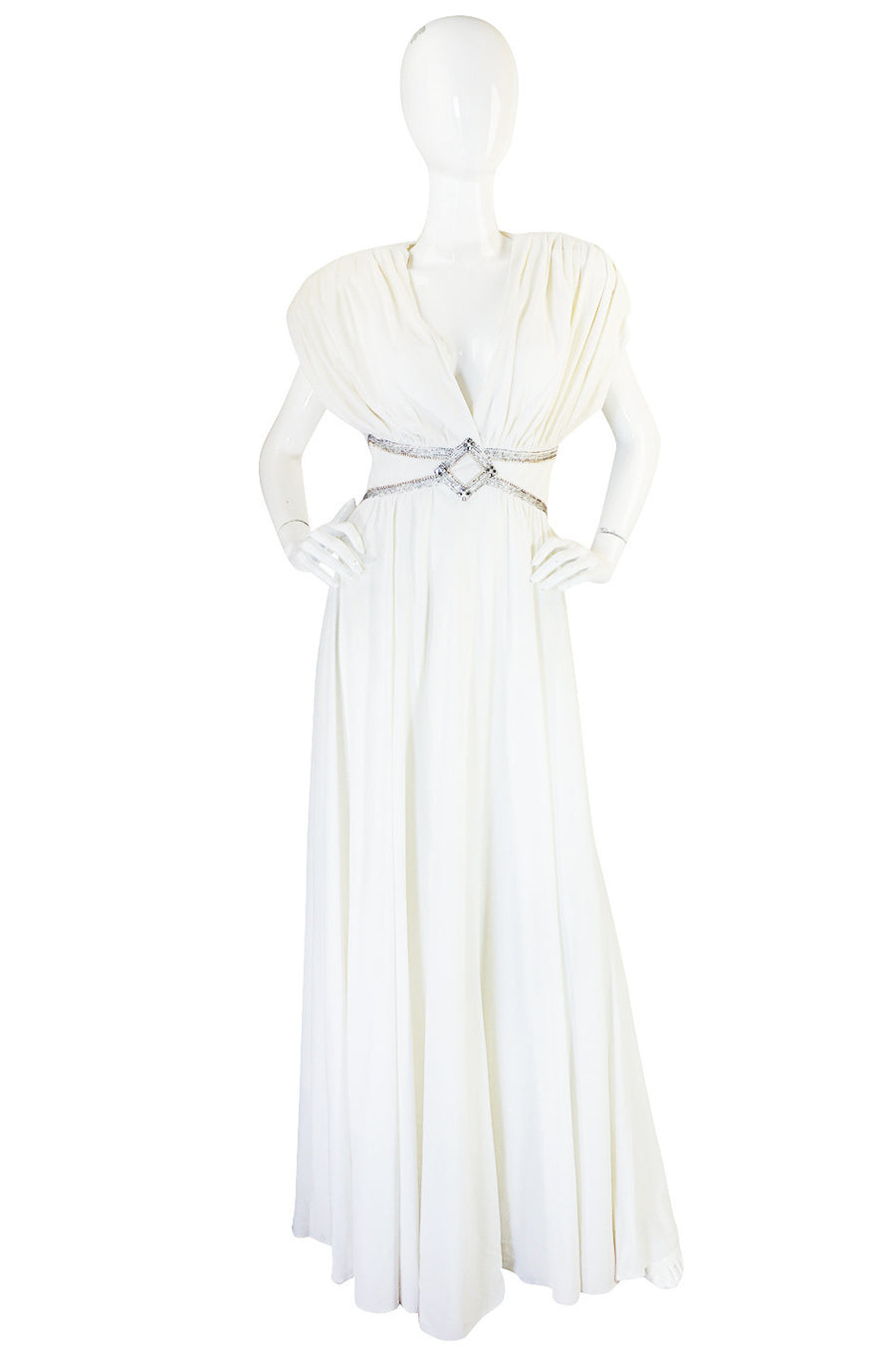 1970s Frank Usher Grecian Draped Beaded Jersey Dress – Shrimpton Couture