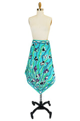 1960s Larger Cotton Turquoise Print Emilio Pucci Skirt